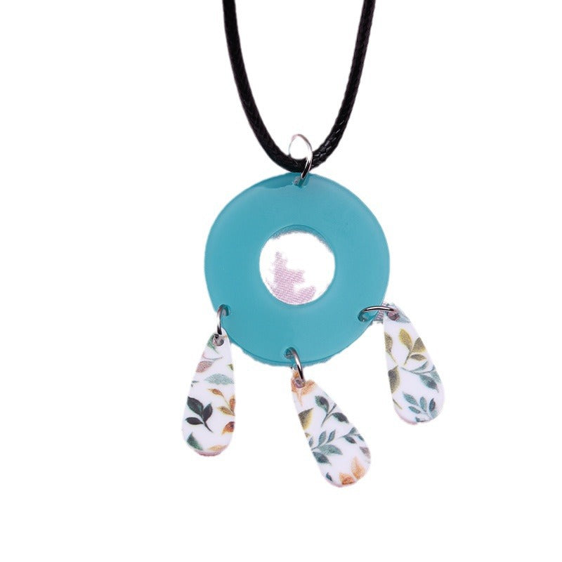 Wholesale Geometric Splicing Hollow Tassel Acrylic Necklaces